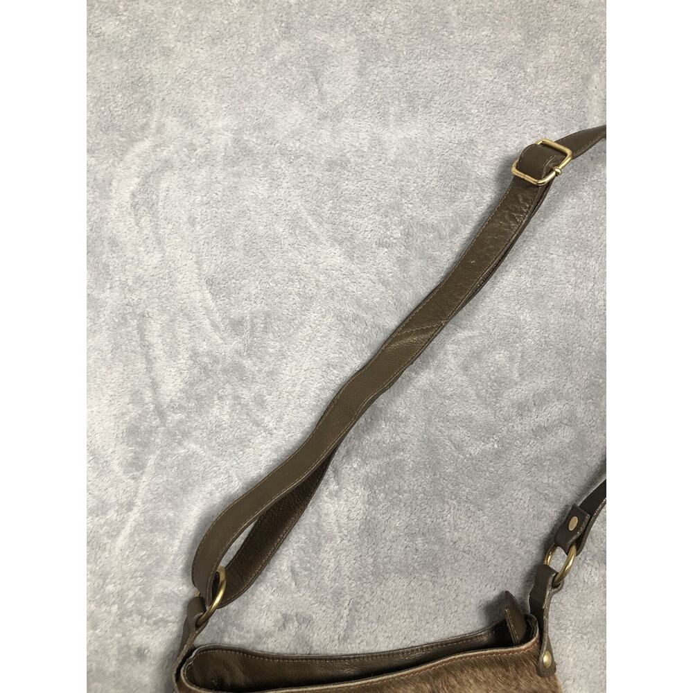 Maurizio Taiuti Italian Leather Crossbody Handbag Brown Cowhide Hair Purse - Picture 5 of 11